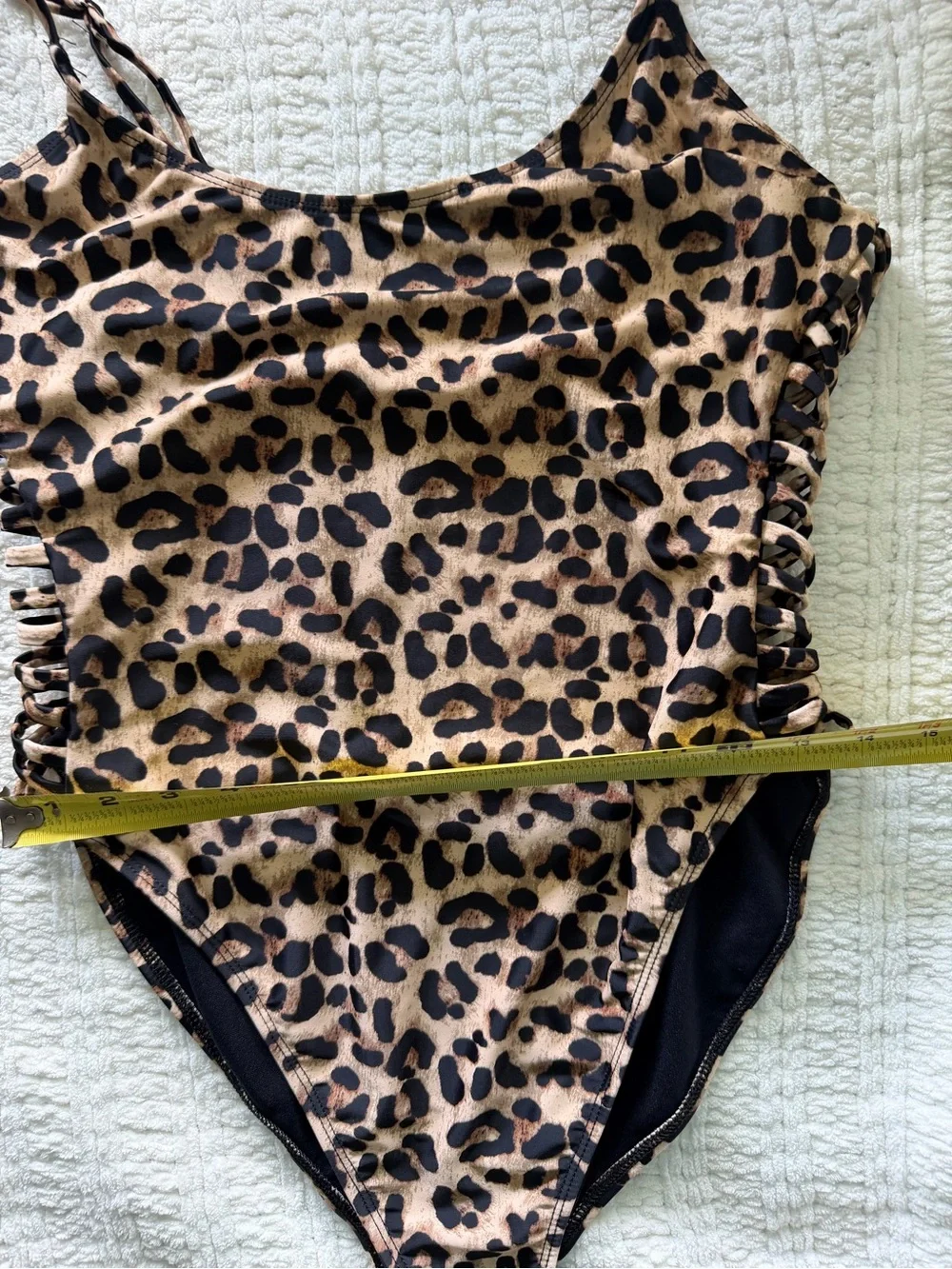 Revamped‎ swim Leopard Strappy Side One Piece Swimsuit Small